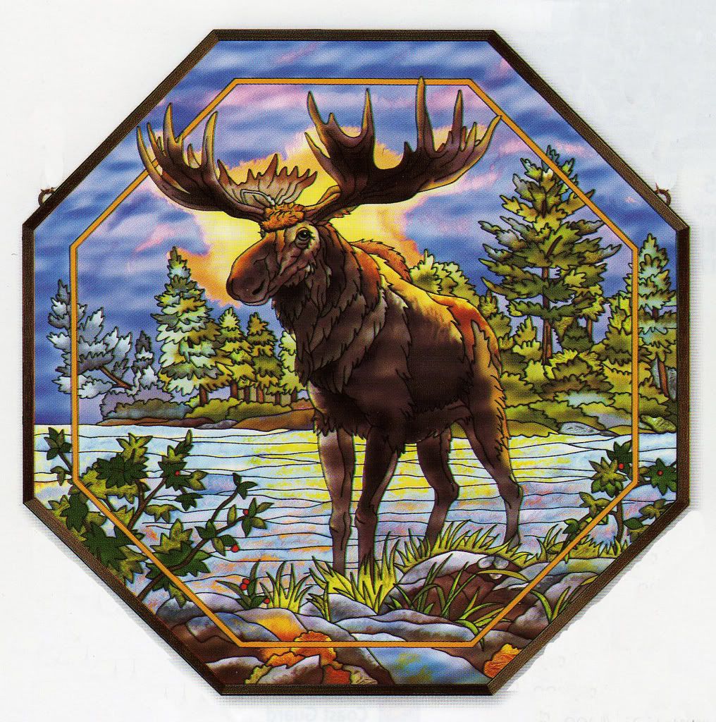 fused stained glass art moose
